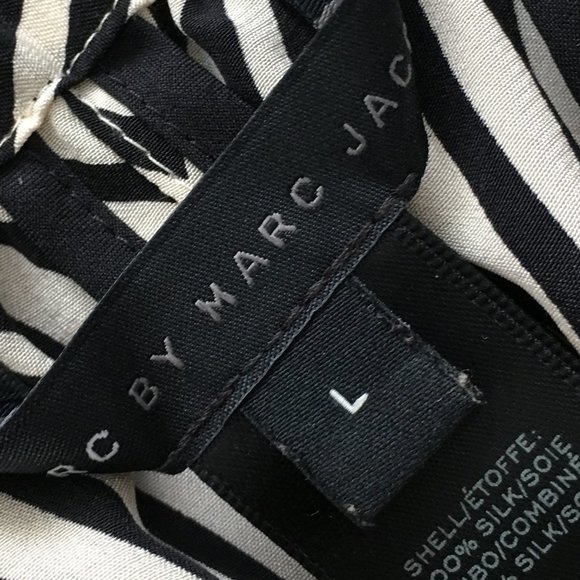 Marc Jacobs black-and-white stripe 100% silk pants - Picture 7 of 7